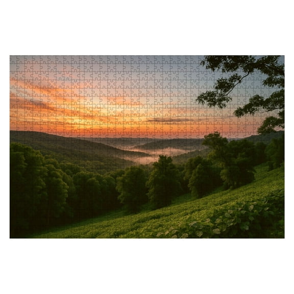Puzzles For Adults 1000 Pieces view foggy sunrise ozark Wooden Jigsaw Puzzles Birthday Gift Challenging Difficult Puzzles Decompression Family Game Gift