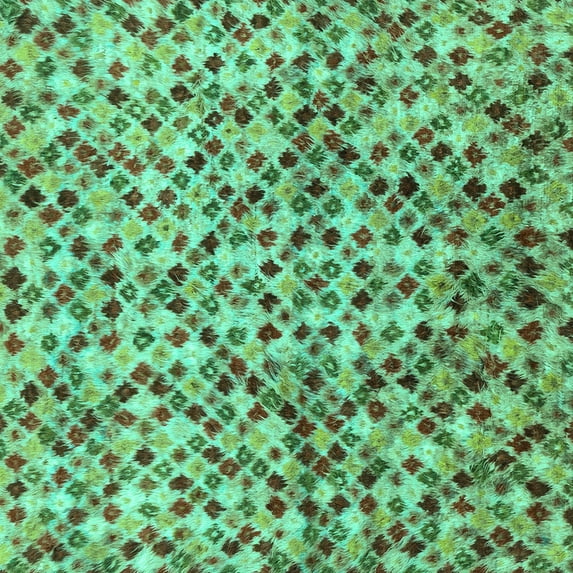 Ahgly Company Machine Washable Indoor Square Abstract Turquoise Blue Modern Area Rugs, 3' Square