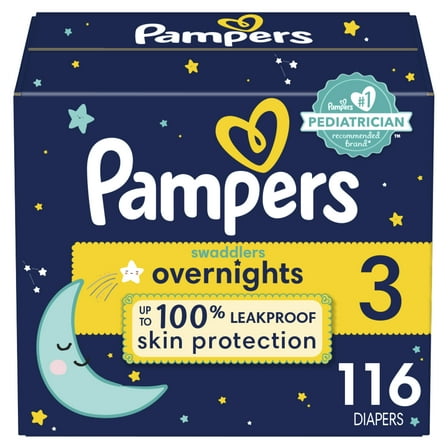Pampers Swaddlers Overnight Diapers Size 3, 116 Count (Select for More Options)
