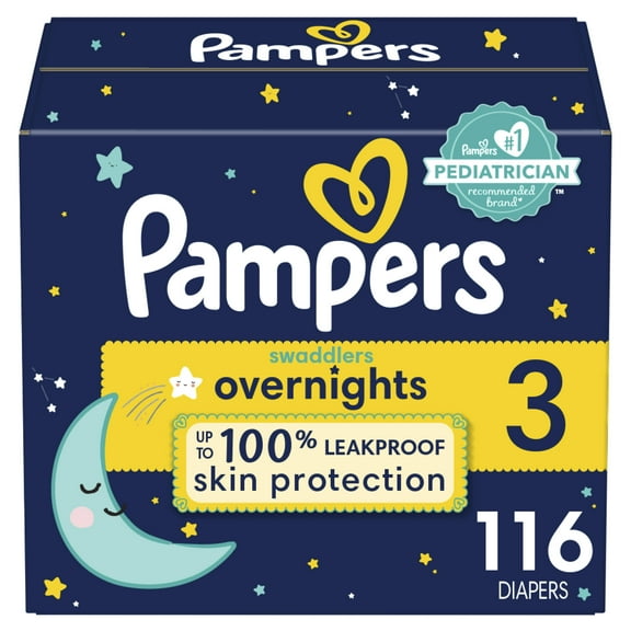 Pampers Swaddlers Overnight Diapers Size 3, 116 Count (Select for More Options)