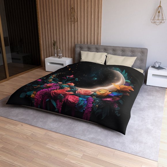 Moon Flower Microfiber Duvet Cover - Stardust Divine Design
