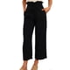 thumbnail image 1 of Women Linen Pants Drawstring High Waisted Casual Loose Fit Wide Leg Trousers for Summer Black L, 1 of 2
