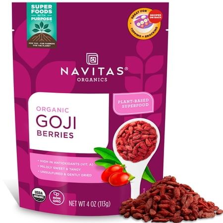 Navitas - Organic Goji Berries for Superfood Smoothies and Snacks - 4 OZ, Case of 12