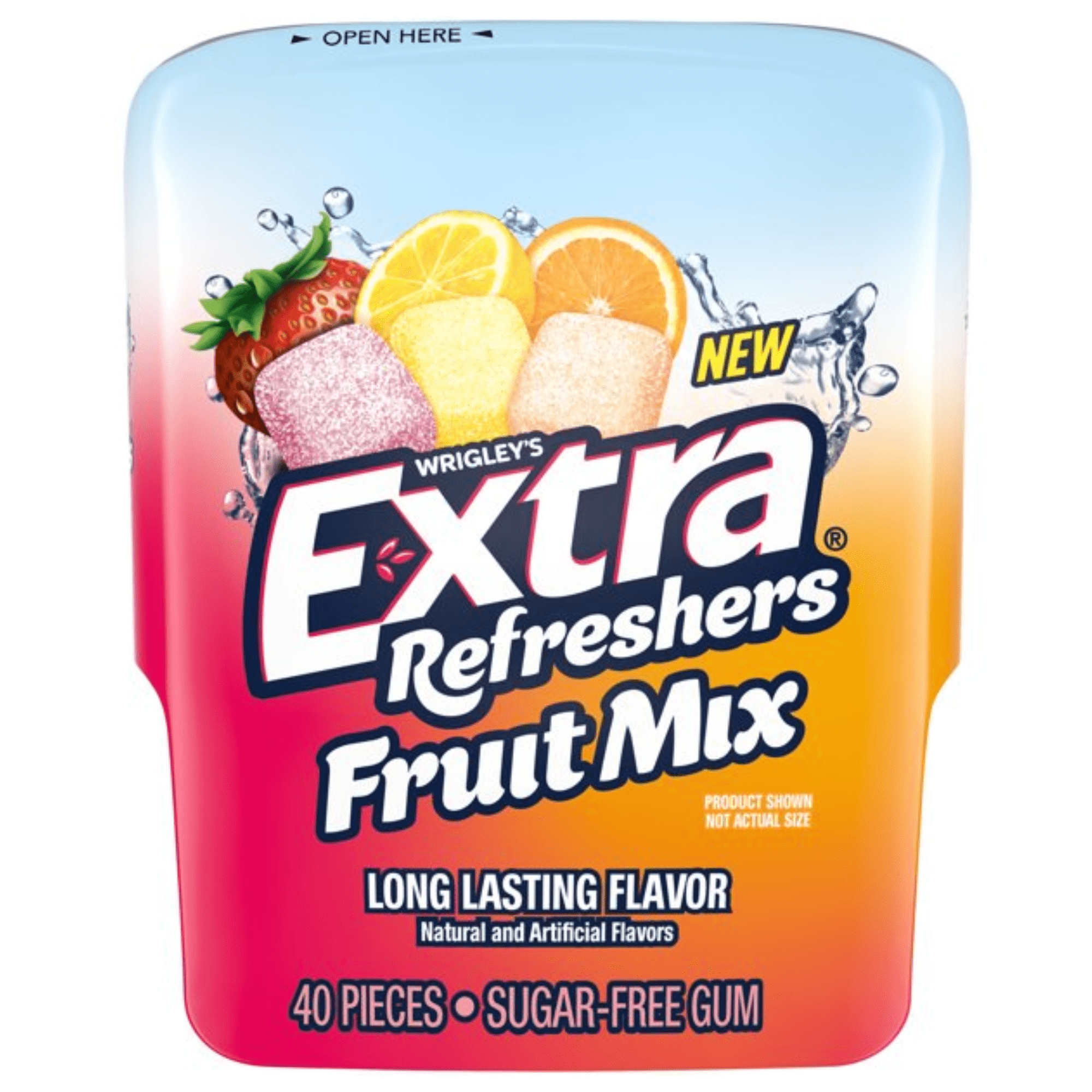 EXTRA Refreshers FRUIT MIX Sugar Free Chewing Gum Bulk, 40 Pieces Per Gum Bottle 160 Pieces Total (Pack of 4)