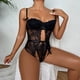 thumbnail image 3 of Gibobby Ropa interior mujer sexy Lencería de Malla Sexy para Mujer Conjunto de Ropa Interior de Vendaje Envoltura de Pecho Bragas Huecas Conjunto de Sujetadores(Negro, XG), 3 of 5