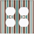 thumbnail image 2 of Metal Light Switch Wall Plate Outlet Cover (Green Brown Striped Wall - Double Duplex), 2 of 2
