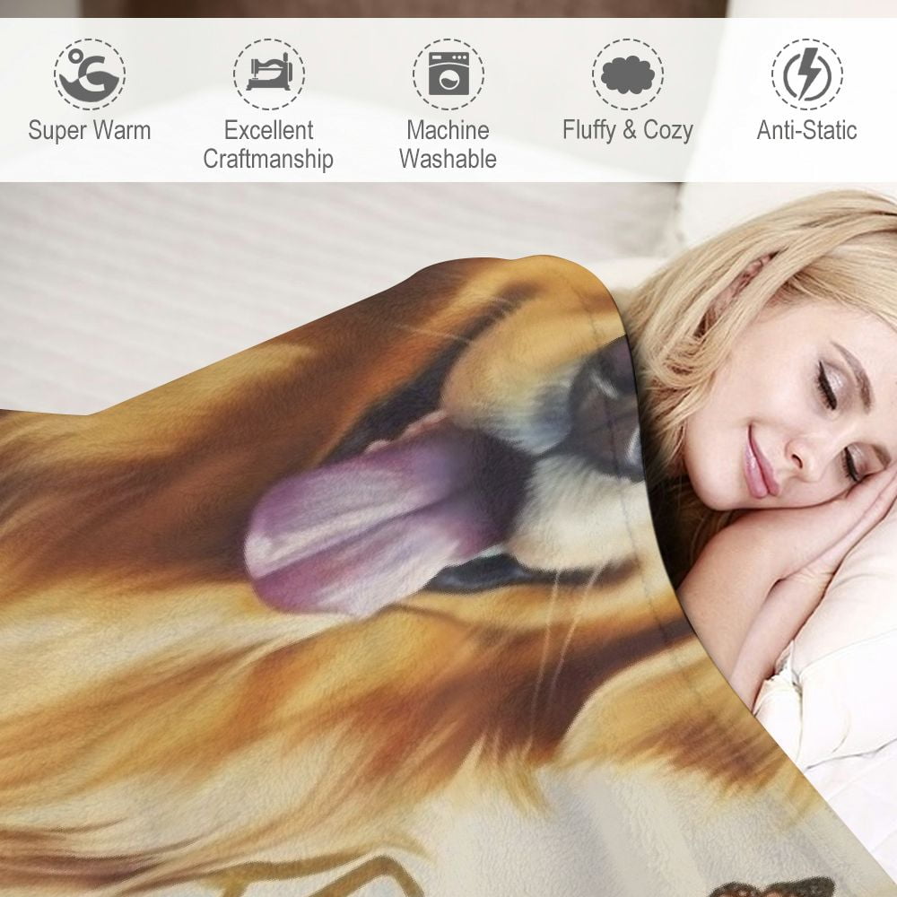ARISTURING Golden Retriever Blanket Gifts - 40x50 Inches Cute Throw Blanket for Dog Lovers, Kids, Girls & Boys - Beige Soft Fuzzy Blankets for Couch, Sofa & Bed