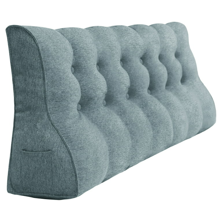 Triangle Headboard Pillow Cushion Backrest Pain Relief Sofa, Chalk Grey Large - 180x50x20cm