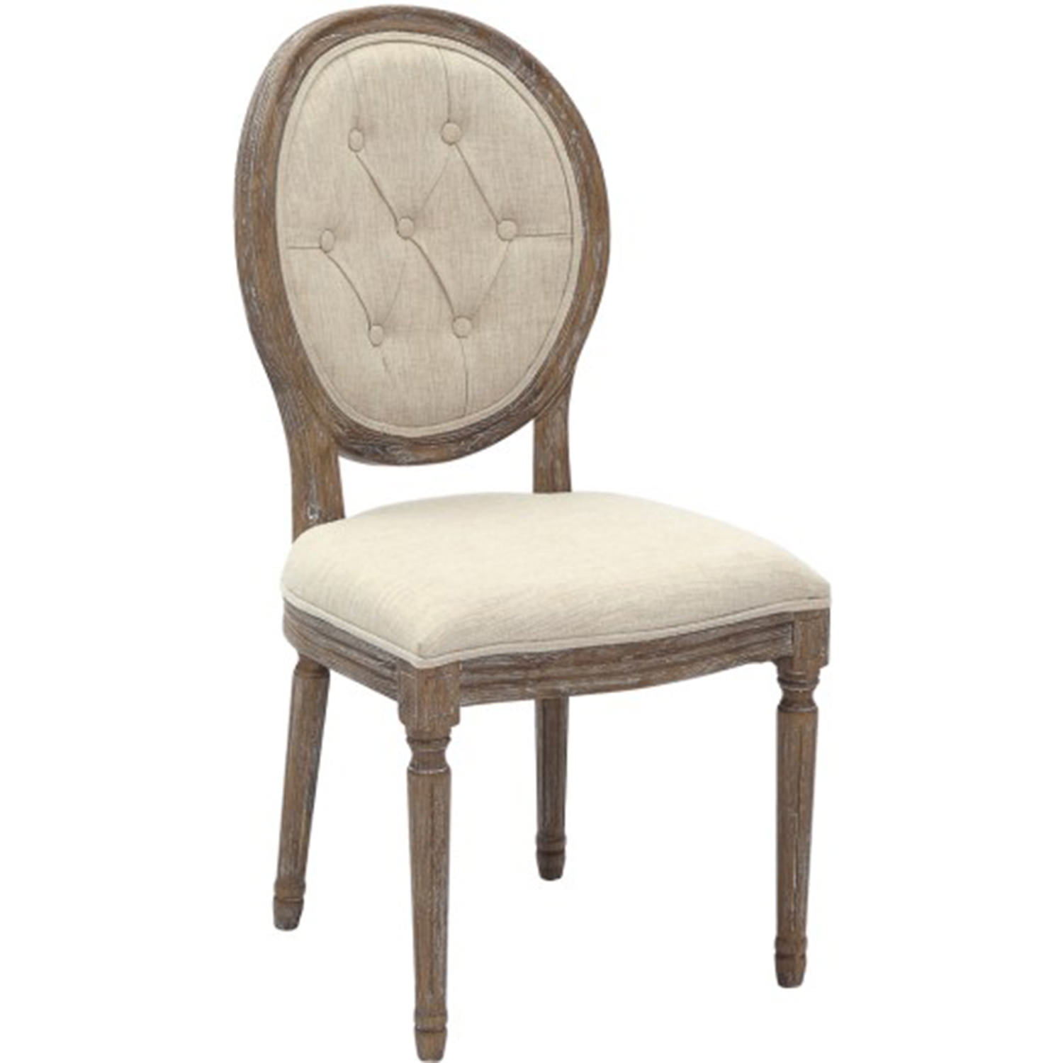 2xhome Cream Color Upholstered Button Tufted Back Fabric Ghost Chair
