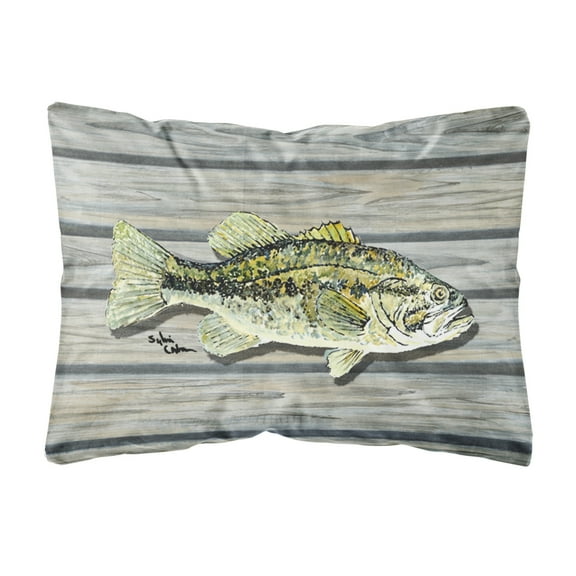 Carolines Treasures 8493PW1216 Fish Bass Small Mouth Canvas Fabric Decorative Pillow, 12H x16W, multicolor