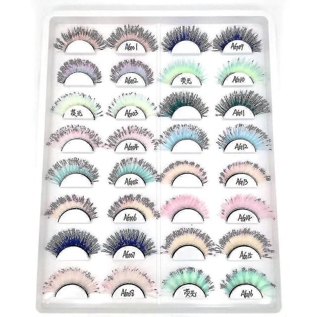 ZHAOCHENG Pestañas postizas de color degradado, rojo, verde, azul y morado, de imitación de visón, fluorescentes, herramienta de maquillaje AG05