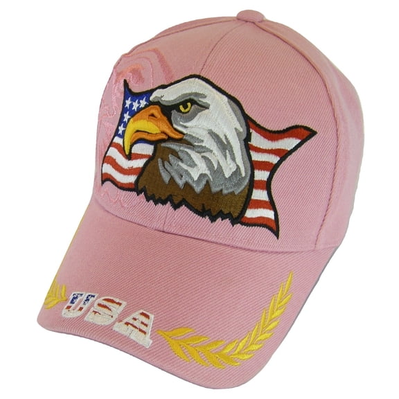 Men's Patriotic Large Eagle USA Adjustable Baseball Cap (Pink)