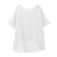thumbnail image 5 of Women's T shirt Solid Color Short Sleeve T-Shirt Casual Loose Thin Breathable Cotton Linen T Shirt Summer Top White, 5 of 6