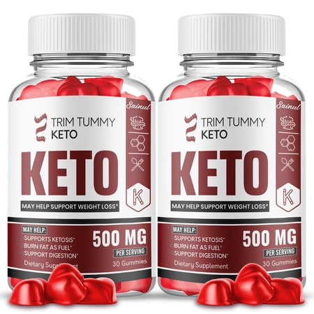 Trim Tummy Keto ACV Gummies, Maximum Strength for Weight Management, Apple Cider Vinegar, 2 Month Supply Dietary Supplement (2 Pack)