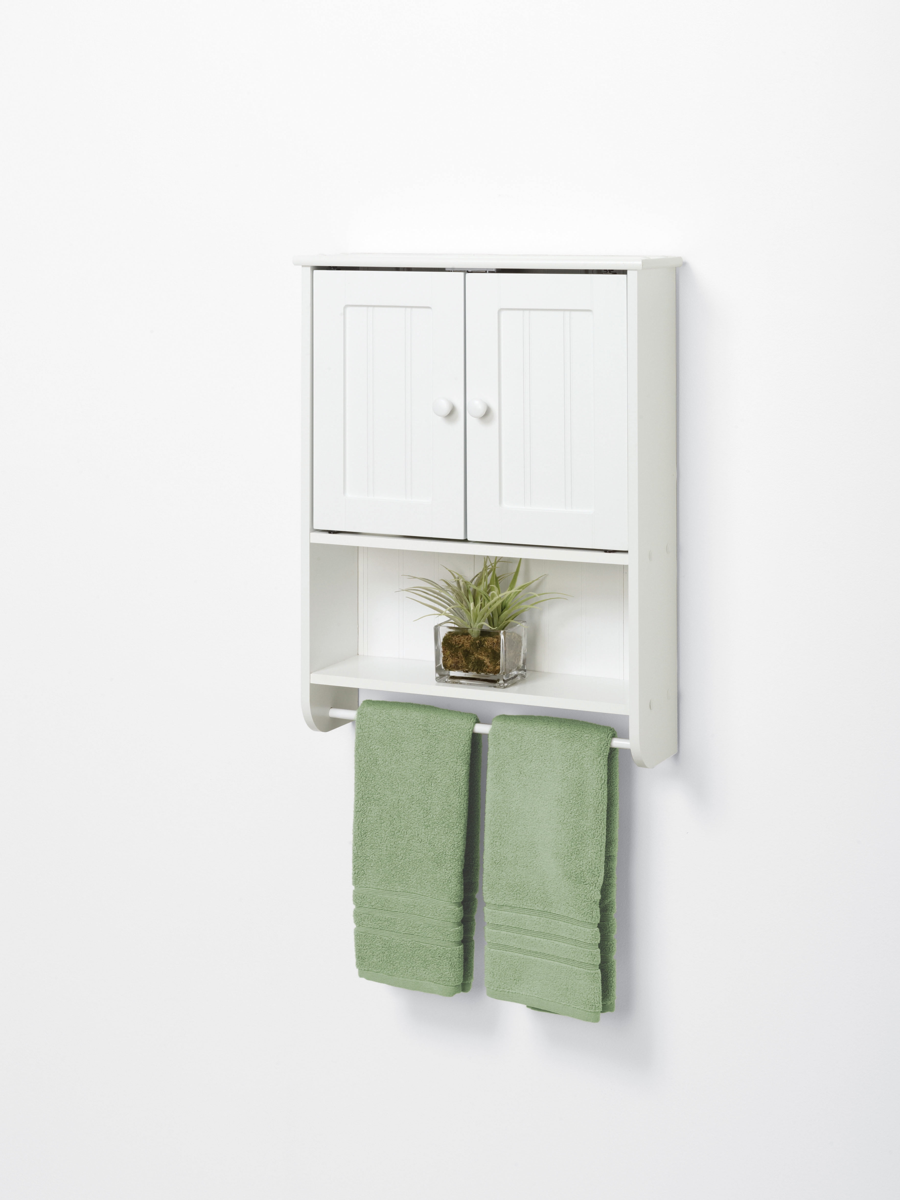 Bathroom Wall Medicine Storage Shelf 2 Door White Vanity Towel Rack Bar 696226595538 eBay