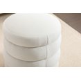 thumbnail image 2 of 006-Soft Velvet Storage Ottoman, Round Footrest Stool for Living Room Bedroom or Office, Ivory, 2 of 9