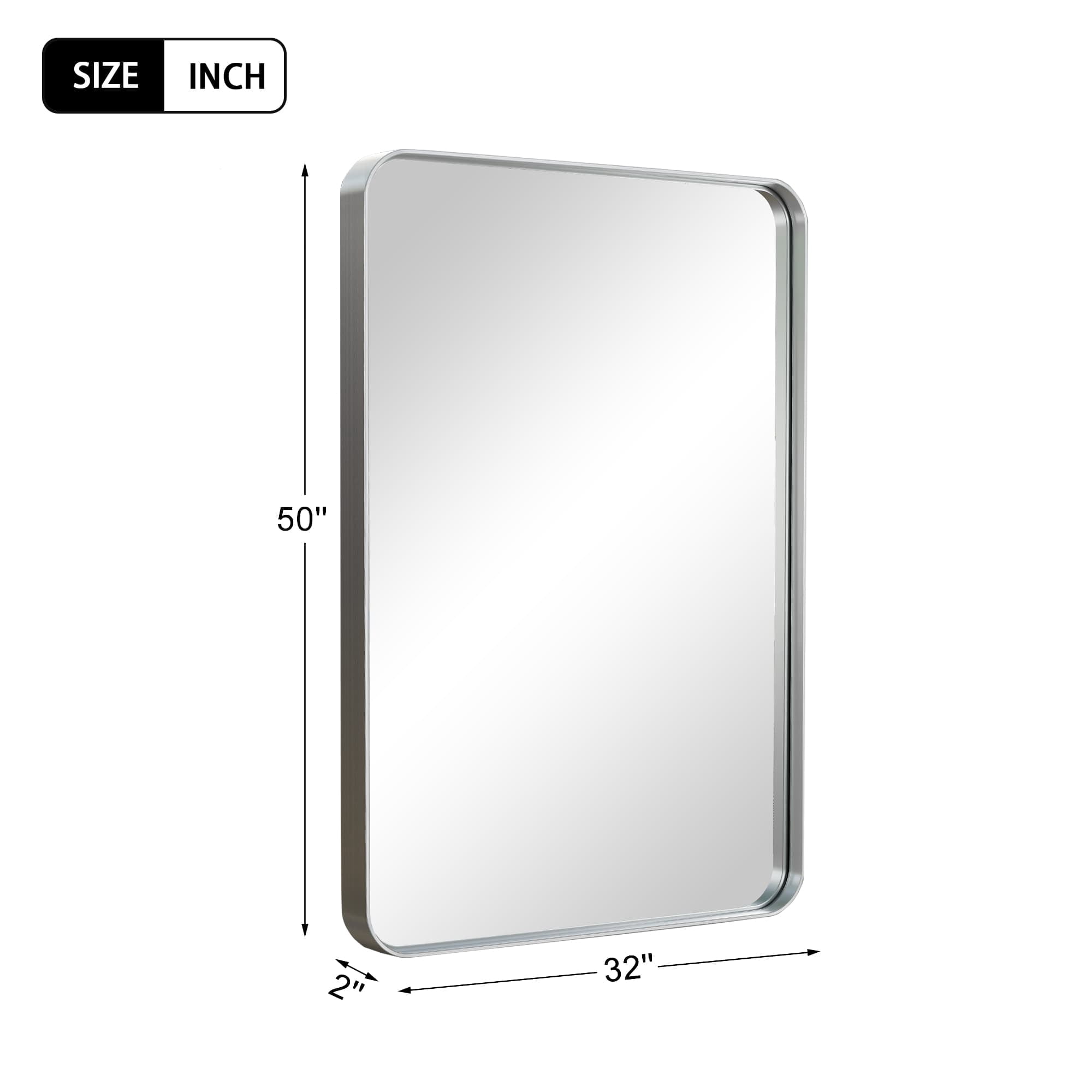 MAYEERTY Aluminum Rounded Rectangle Baking Paint Black Hanging Mirror (Deep Mirror)