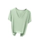 thumbnail image 2 of Fiudx Ofertas de La Semana Camiseta Holgada de Manga Corta de Color Sólido Informal con Cuello En V para Mujer Top/Camisa de Manga Corta con Cuello En V, 2 of 5