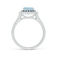 thumbnail image 2 of ANGARA Natural Cushion Aquamarine Double Halo Split Shank Two Tone Ring in 14K White Gold for Women (Size-6mm) | March Birthstone, Anniversary, Jewelry Gift for Women | Natural Aquamarine Ring, 2 of 8
