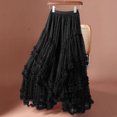 thumbnail image 4 of LWavelet Ruffled Tiered Tulle Maxi Skirt Women Flowy Party Casual Trendy Romantic Bottoms Black One Size, 4 of 7