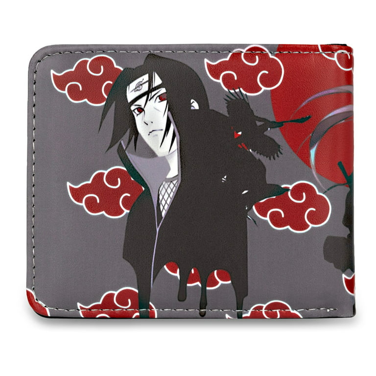 Roffatide Anime Naruto Akatsuki Red Cloud Wallets for Men Faux Leather Slim  Wallet Short Bi-Fold Wallet with ID Window Orange 