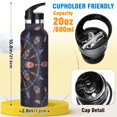 thumbnail image 2 of Kids Insulated Stainless Steel Sports Water Bottle 600ml Feathers and Beads Pattern, 2 of 6