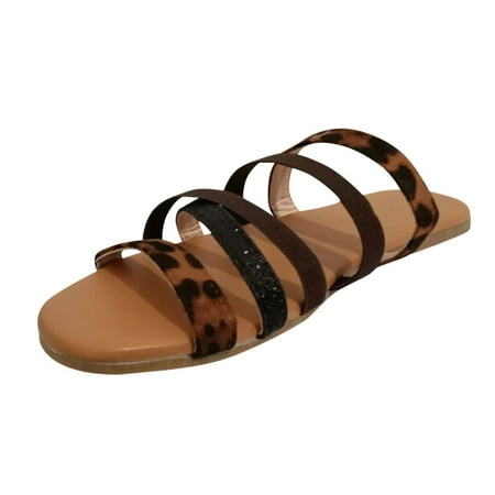 

Vedolay 2023 Womens Slippers Pillow Slippers Open Toe Non Slip Slippers Slides for Women Brown 5.5