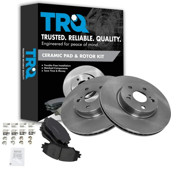 TRQ Front Brake Pad & Rotor Kit Brake Pads Brake Rotor Ceramic Fits Select 2009-2010 Pontiac Vibe 2008-2014 Scion xD 2009-2019 Toyota Corolla 2009-2013 Matrix