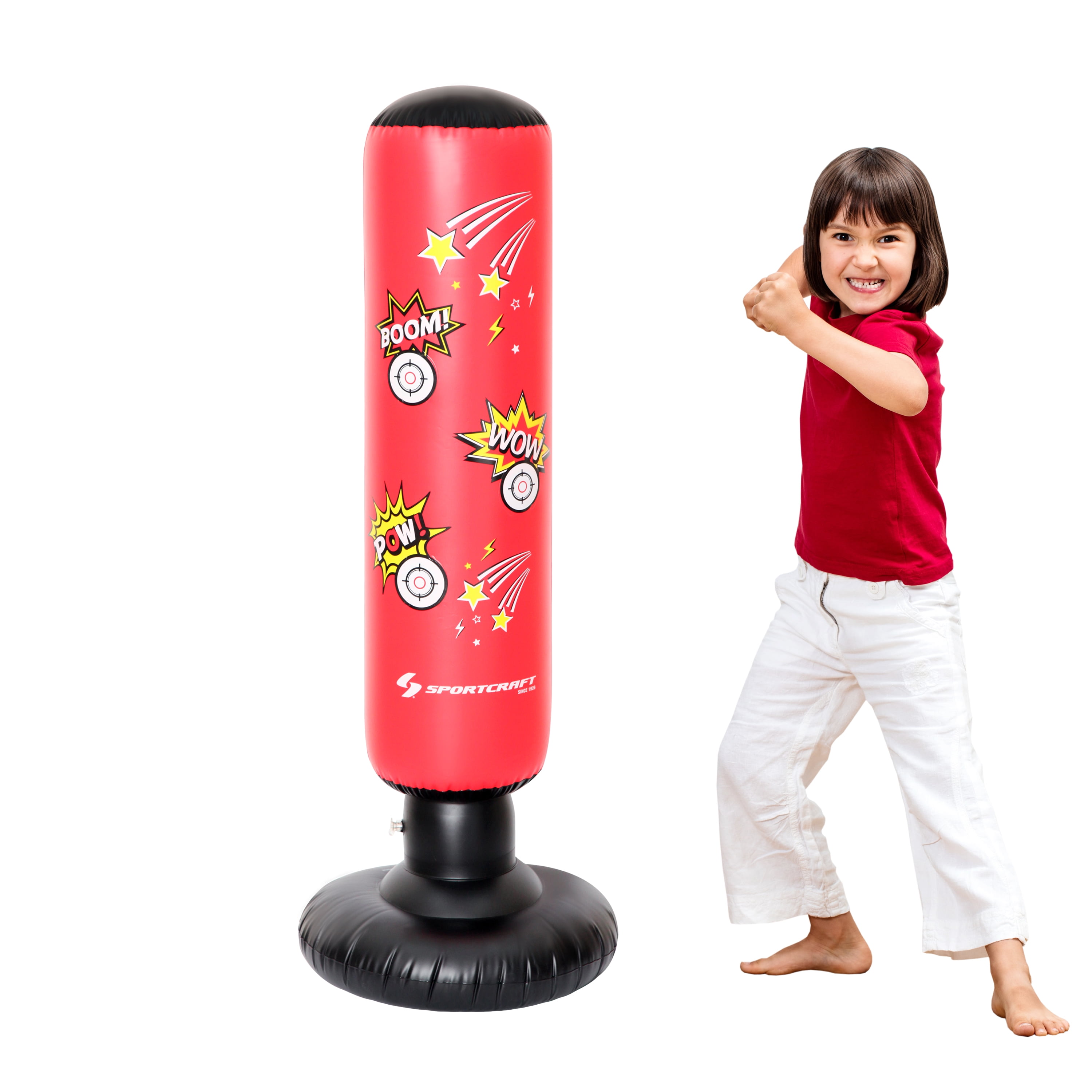 Kids Fitness Inflatable Boxing Set Tower Punching Bag Gloves Exercise Toys 