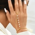 thumbnail image 4 of Women's Geometric Pearl Chain Link Bracelet: European Style Gold Alloy Fashion Jewelry, Featuring Elegant Stitching and Pearl Accents, 4 of 5