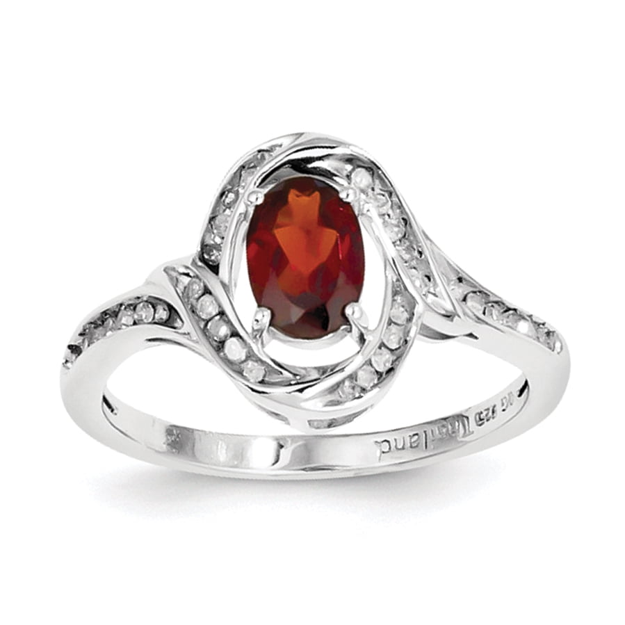Roy Rose Jewelry Sterling Silver Diamond and Garnet Ring ~ Size 8 by