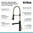 thumbnail image 5 of Kraus Artec Pro 2-Function Commercial Style Pre-Rinse Kitchen Faucet with Pull-Down Spring Spout and Pot Filler, Brushed Gold/Matte Black Finish, 5 of 12