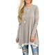 thumbnail image 2 of Andaa Mujer Cuello Redondo Manga Larga Encaje Empalme Swing Camisa Vestidos Túnica Larga Blusas Camisas para Leggings Caqui, 2 of 2