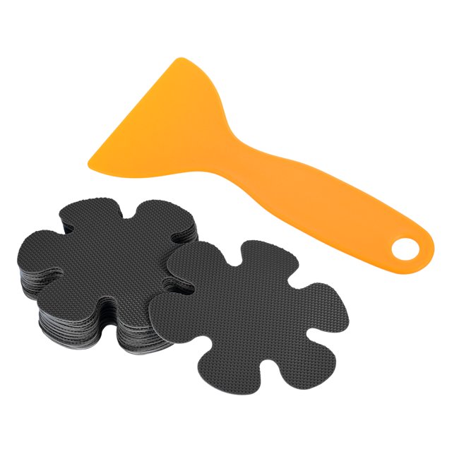 Unique Bargains 3.9 Inch Dia Anti Slip Grip Tape Non-Slip Traction Strips Flower Shape with Scraper, Black 20 Pack