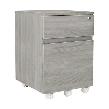 Techni Mobili Rolling Two Drawer Vertical Filing Cabinet with Lock,