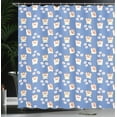 thumbnail image 4 of Ambesonne Cat Shower Curtain, Maneki-Neko Cats Pattern, 69"Wx84"L, Azure Blue Dark Pink, 4 of 5