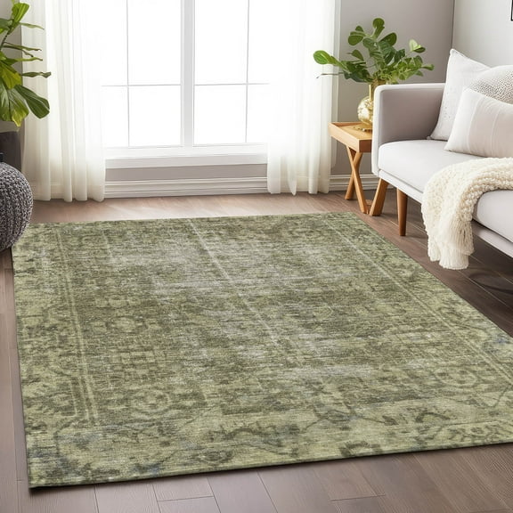 Addison Rugs Chantille Indoor/Outdoor Transitional Geometric, Abstract Olive Washable Rectangle Rug, 9' x 12'