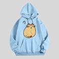 thumbnail image 2 of Xudanell Womens Hoodie Long Sleeve Pullover Doubtful Little Cat Printed Hoodie Solid Fall Clothes for Women Light Blue S, 2 of 3