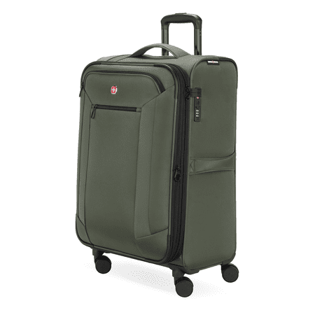 SWISSGEAR Stride Expandable Carry-On Spinner Luggage, Olive Green, 8 Wheels and Built-in TSA Lock
