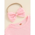 thumbnail image 5 of Bagilaanoe 3pcs Toddler Baby Girl Shorts Set Short Sleeve T Shirt Tops + Shorts + Hairband 6M 12M 18M 24M 3T Kids Casual Summer Clothes, 5 of 7