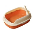 thumbnail image 2 of DOLITY Cat Kitten Toilet Pet Litter Tray Bedpan Cat Litter Container Orange, 2 of 9