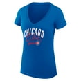 thumbnail image 2 of Women's G-III 4Her by Carl Banks  Royal Chicago Cubs Filigree Team V-Neck Fitted T-Shirt, 2 of 3