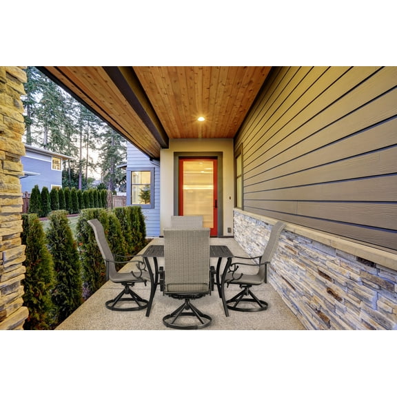 Westin 5pc Outdoor Swivel Rocking Wicker & Aluminum Patio Dining Set - Black/Gray