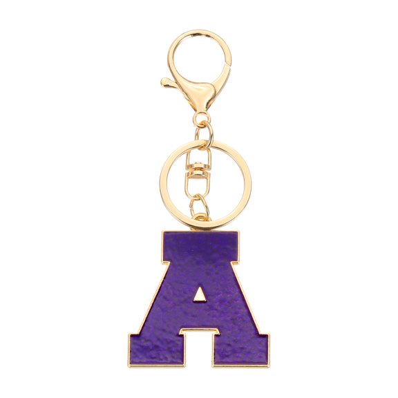 Uxcell Initial Letter Keychain, Purple A-Z Alphabet Keyring A-Z Letter, Personalized Metal Key Chain for Women Men Gift Purse Handbags Car Key Rings (A)