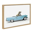 thumbnail image 4 of Kate and Laurel Sylvie Dino Driving 1958 Blue Corvette Framed Canvas Wall Art by Saint and Sailor Studios, 18x24 Natural, Cute Toy Car Art for Wall, 4 of 7