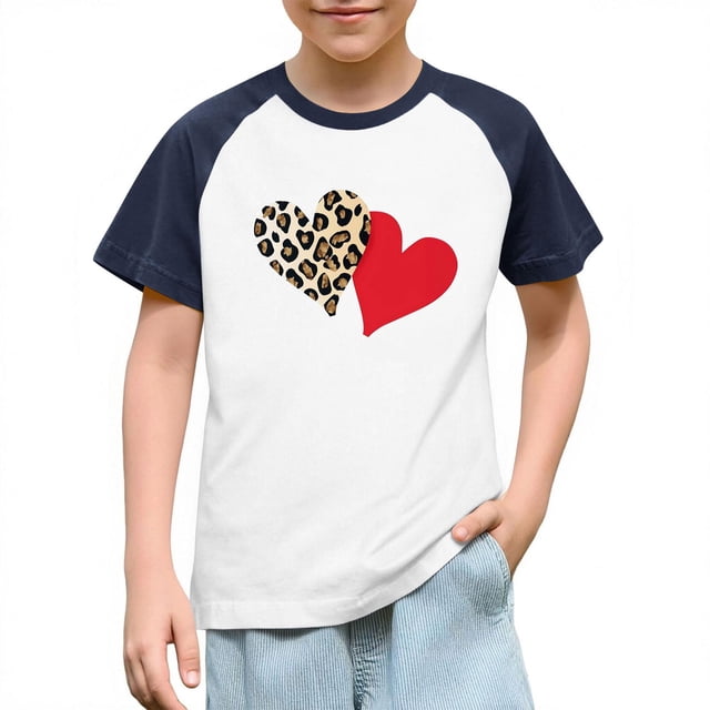 Blusas y camisas de manga corta con cuello redondo para niños y niñas, blusa de manga corta con estampado de cuello redondo