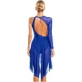thumbnail image 3 of Alvivi Lyrical Dance Dress for Women One Shoulder Mesh Skirt Leotard Contemporary Dance Costume Royal Blue S, 3 of 7