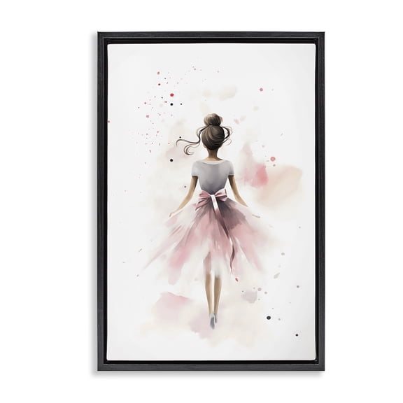 Stupell Industries Speckled Ballerina View Black Framed Floater Canvas Wall Art, design by Creative Studio