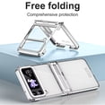 thumbnail image 2 of MonsDirect for 6.7 inch Samsung Galaxy Z Flip 3 5G 2021 Case, Hinge Protection Plating Frame Hard PC Back Clear Shockproof Full Coverage Bumper Protective Shell Cover for Galaxy Z Flip 3, Silver, 2 of 6