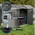 thumbnail image 5 of Lifetime Lockable DIY Polyethylene Storage Shed, 109 sq. ft., 15' x 8', Light Brown (60318), 5 of 14